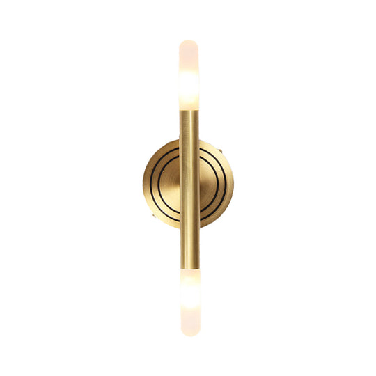 Modern Nordic Style Metal Wall-Mount Sconce Lamp - Slim Tube Design With Brass Finish 2 Heads