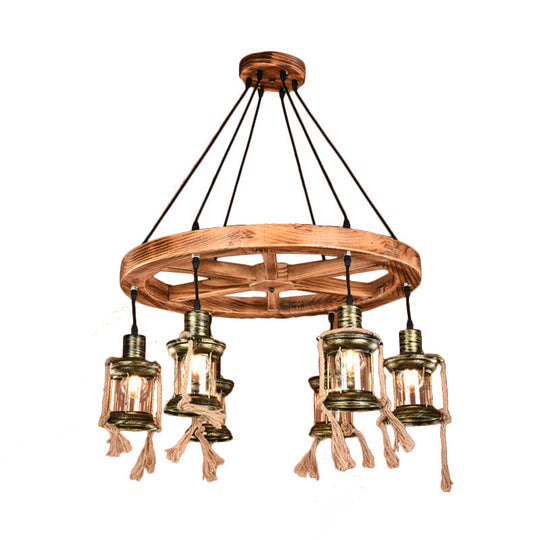 Coastal Bronze 6-Light Metal Hanging Chandelier: Kerosene Pendant Light for Living Room