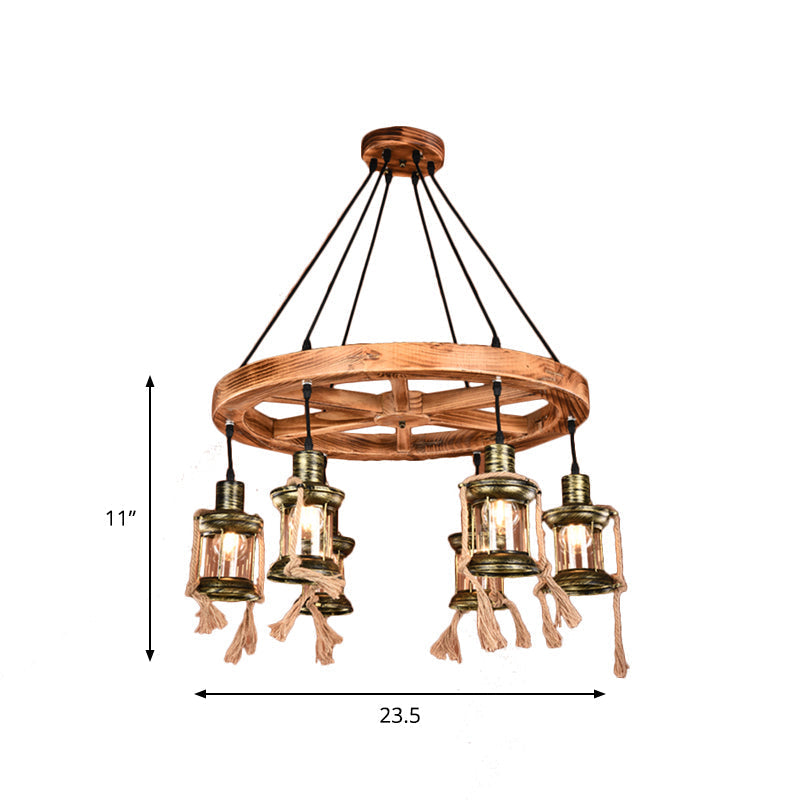 Coastal Bronze 6-Light Metal Hanging Chandelier: Kerosene Pendant Light for Living Room