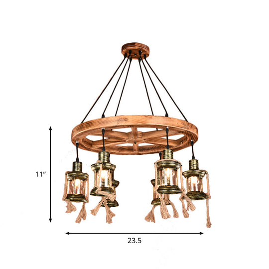 Coastal Bronze 6-Light Metal Hanging Chandelier: Kerosene Pendant Light for Living Room