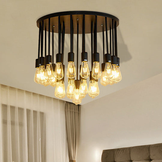 Sleek 23/31 Lights Ceiling Light Fixture With Clear Glass Shade - Nordic Living Room Semi Flush