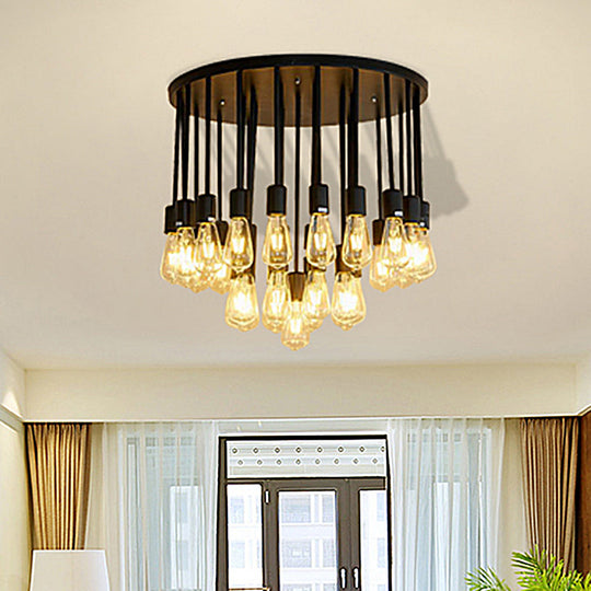 Sleek 23/31 Lights Ceiling Light Fixture With Clear Glass Shade - Nordic Living Room Semi Flush