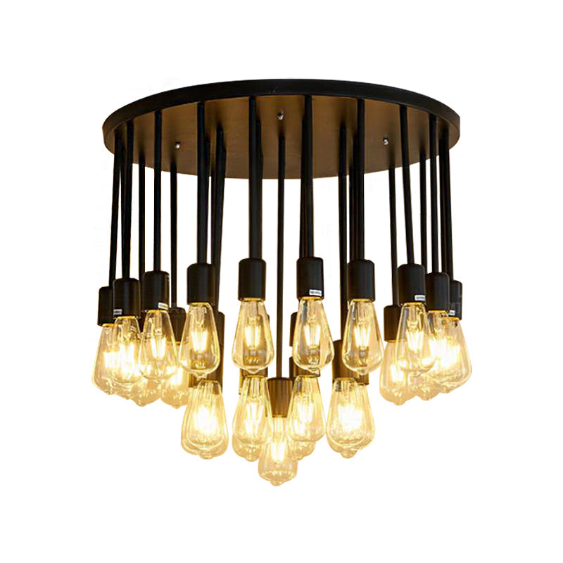 Sleek 23/31 Lights Ceiling Light Fixture with Clear Glass Shade - Nordic Living Room Semi Flush, 19.5"/23.5" Wide