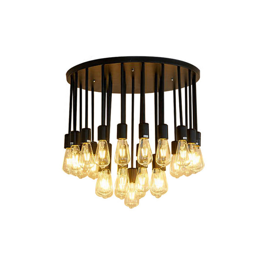 Sleek 23/31 Lights Ceiling Light Fixture with Clear Glass Shade - Nordic Living Room Semi Flush, 19.5"/23.5" Wide