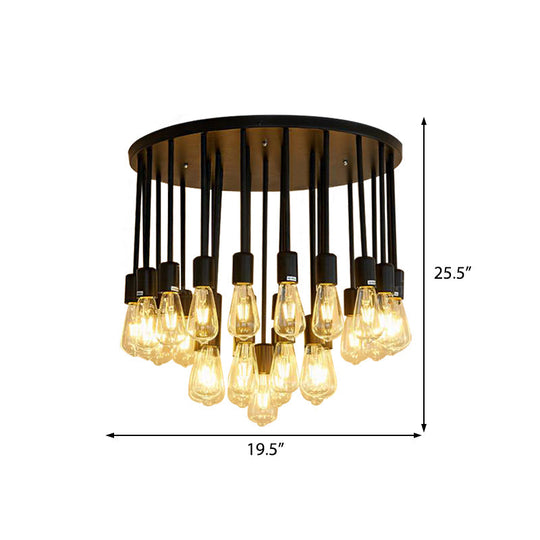 Sleek 23/31 Lights Ceiling Light Fixture with Clear Glass Shade - Nordic Living Room Semi Flush, 19.5"/23.5" Wide