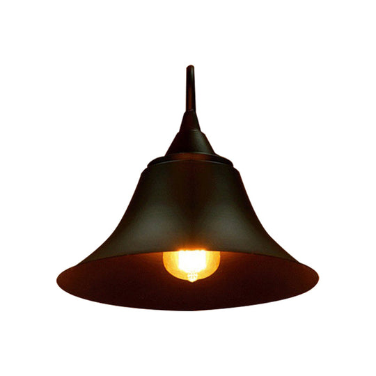 Black Metal Sconce Light: Cone Shade Wall Fixture For Bedroom Industrial Style With Single Bulb