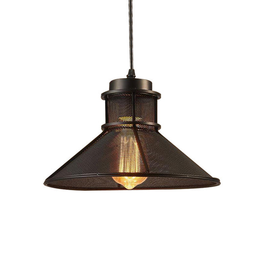 Industrial Metal 1-Light Black Pendant Hanging Light Kit for Dining Room