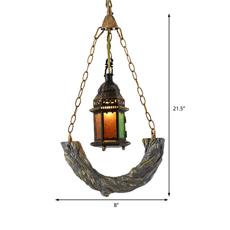 Coastal Bronze Kerosene Pendant Light with Clear Textured Glass - Includes Chain