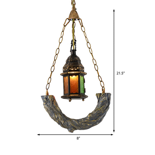 Coastal Bronze Kerosene Pendant Light with Clear Textured Glass - Includes Chain