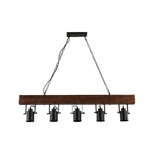 Industrial Black Metal Island Light Fixture - 5-Light Kitchen Hanging Lamp