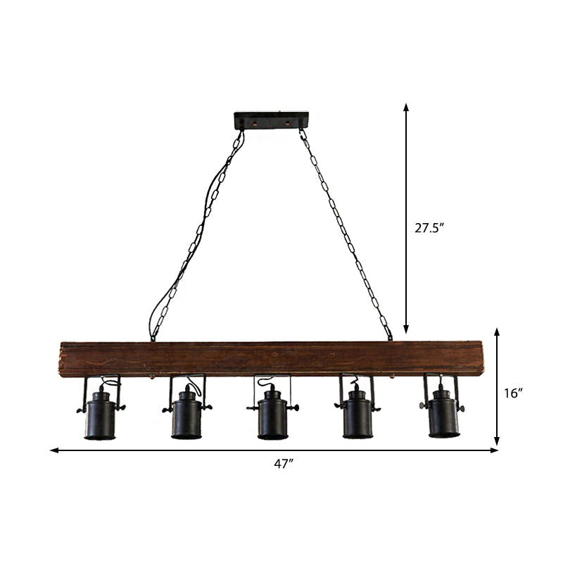 Industrial Black Metal Island Light Fixture - 5-Light Kitchen Hanging Lamp