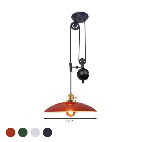 Industrial Dome Metal Ceiling Light - Black/White/Red