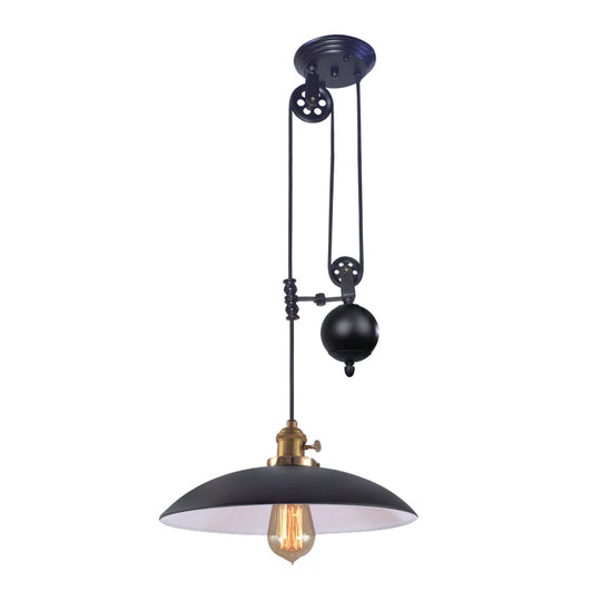 Industrial Dome Metal Ceiling Light - Black/White/Red