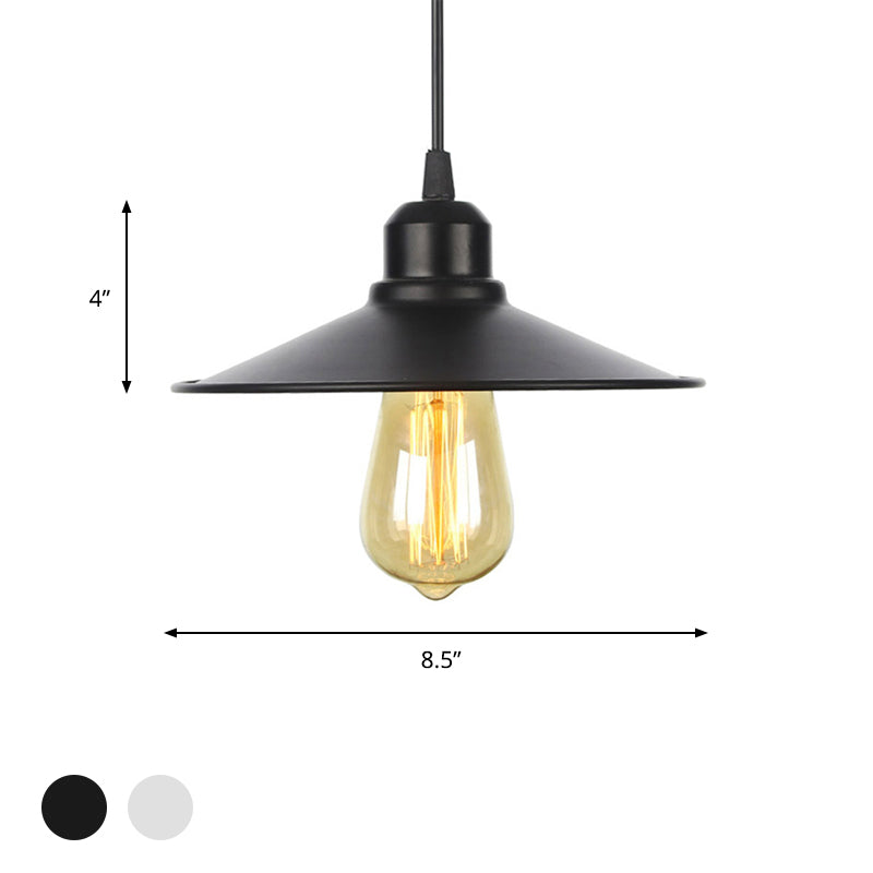 Farmhouse Black/White Pendant Light With Metal Shade