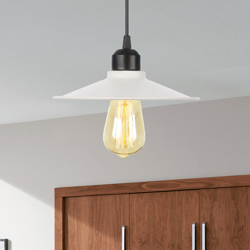 Farmhouse Black/White Pendant Light With Metal Shade White / Wide Flare