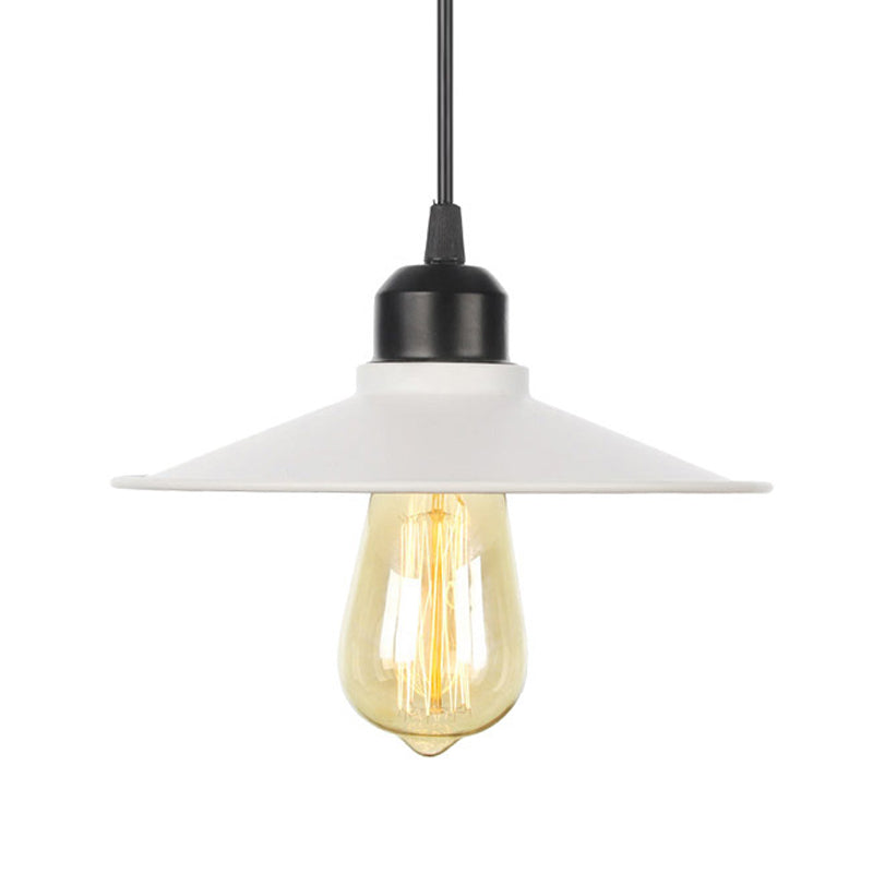 Farmhouse Pendant Light Fixture with Metal Shade - 1 Light Indoor Hanging Pendant in Black/White