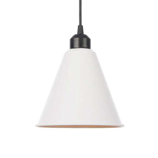 Farmhouse Black/White Pendant Light With Metal Shade