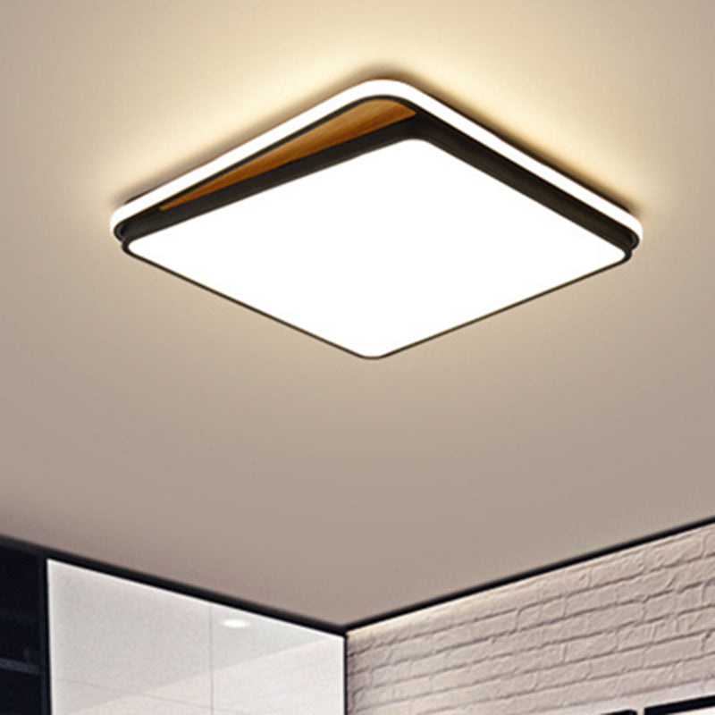 Modern Led Flush Mount Lighting Fixture - Brick Metal Design In White/Black Available White Or Warm