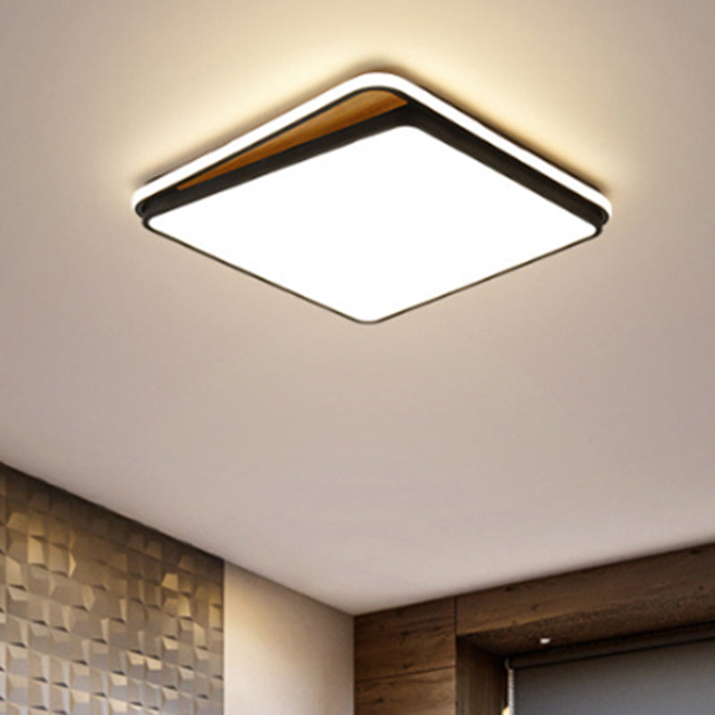 Modern Led Flush Mount Lighting Fixture - Brick Metal Design In White/Black Available White Or Warm