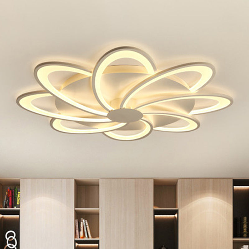 Modern Flower Flushmount Lighting - Acrylic 6/7/8-Light Ceiling Fixture for Bedroom - Warm or White Light