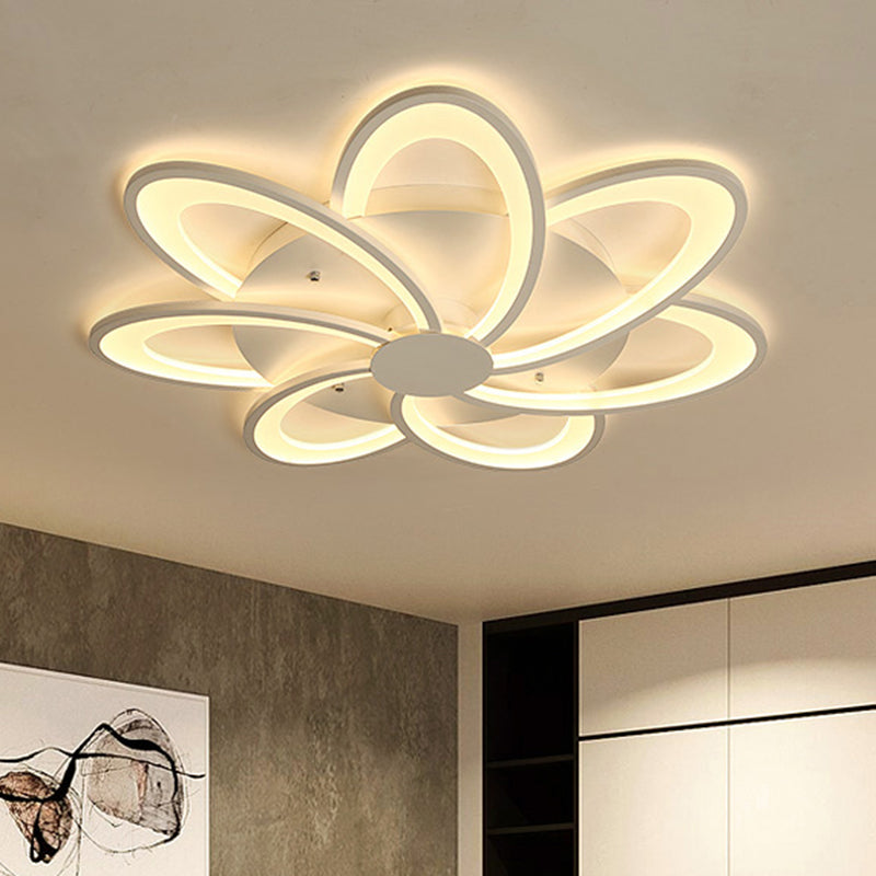 Modern Flower Flushmount Lighting - Acrylic 6/7/8-Light Ceiling Fixture for Bedroom - Warm or White Light