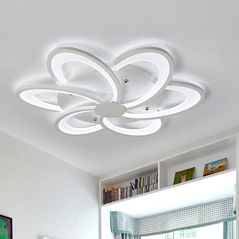 Modern Flower Flushmount Lighting - Acrylic 6/7/8-Light Ceiling Fixture for Bedroom - Warm or White Light