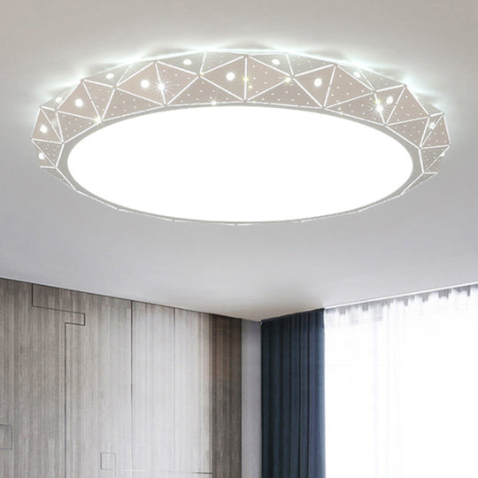 18/25.5 Round Led Flush Mount Ceiling Lamp In Warm/White Light With Acrylic Design