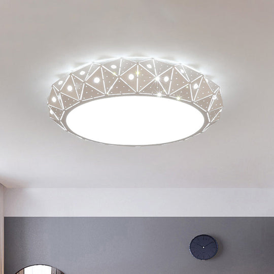 18/25.5 Round Led Flush Mount Ceiling Lamp In Warm/White Light With Acrylic Design