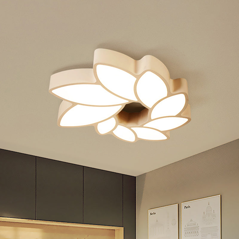 Simplicity Acrylic Floral Ceiling Light - 22.5"/31.5" Wide Flush Mount Fixture for Living Room, Warm/White Light