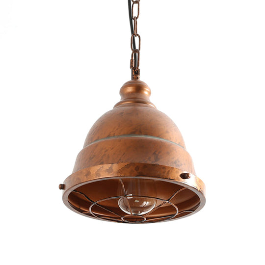 Vintage Metal Caged Ceiling Light - Rustic Dining Room Pendant Lamp