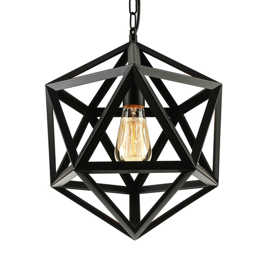 14/18 Geometric Metal Pendant Lighting Fixture - Industrial 1 Bulb Ceiling Light For Dining Room