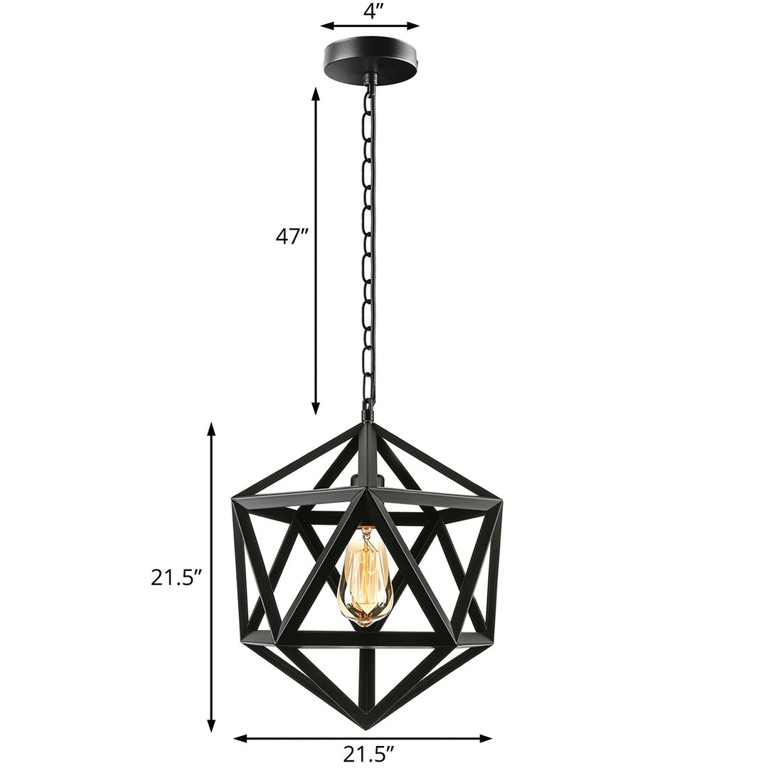 Industrial Geometric Metal Pendant Light, 14" / 18" Dia, 1 Bulb, Black/Rust - Perfect for Dining Room Ceiling