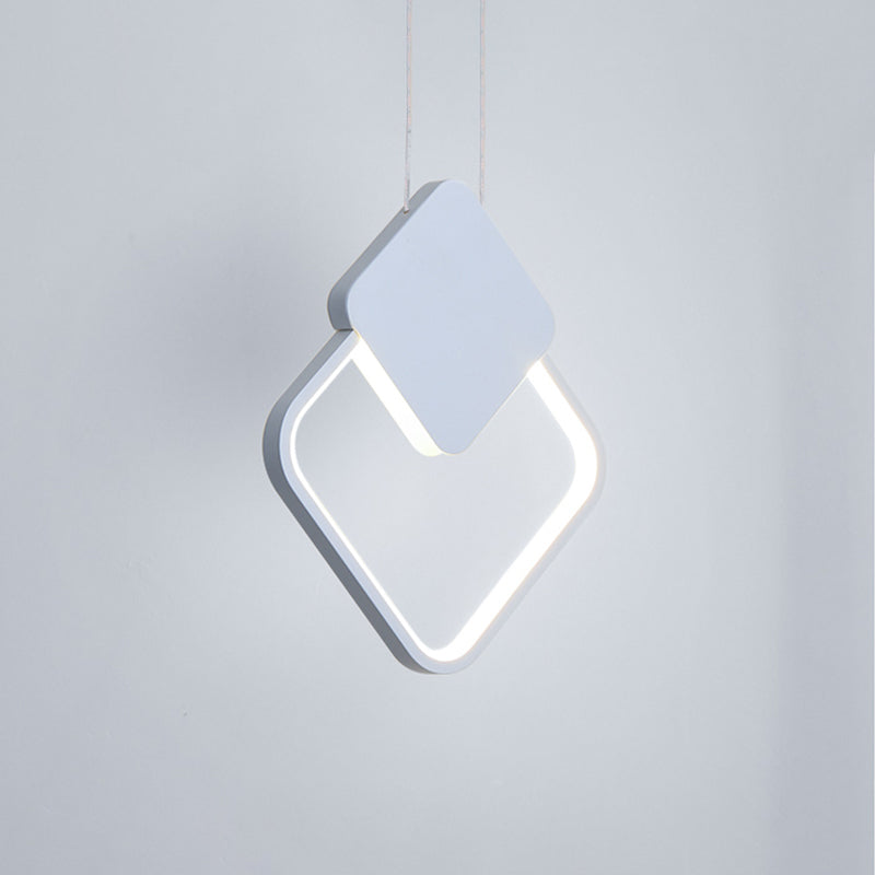 Acrylic LED Square Pendant Light: Modern Hanging Ceiling Lamp for Bedside with White/Black Shades & White/Warm Light