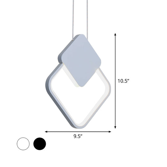 Acrylic LED Square Pendant Light: Modern Hanging Ceiling Lamp for Bedside with White/Black Shades & White/Warm Light