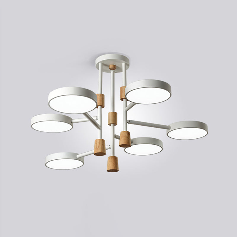 Metallic Macaron Round Flushmount Lighting with 6 Heads: Grey/Green/White LED Semi Flush Mount Lamp for Living Room