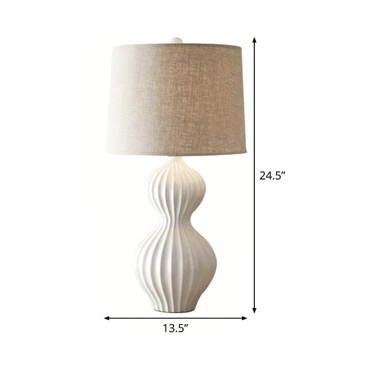 White Nordic Shaded Table Light With Ceramic Base - 1 Bulb Task Lighting