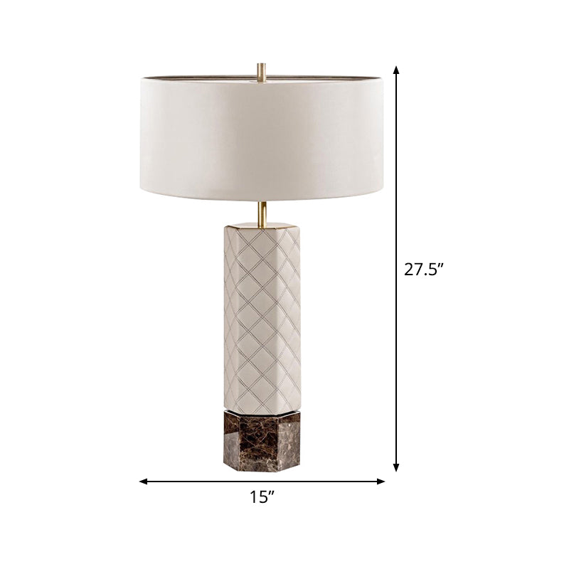 Modern White Bedroom Nightstand Lamp - 1 Head Task Lighting With Fabric Shade