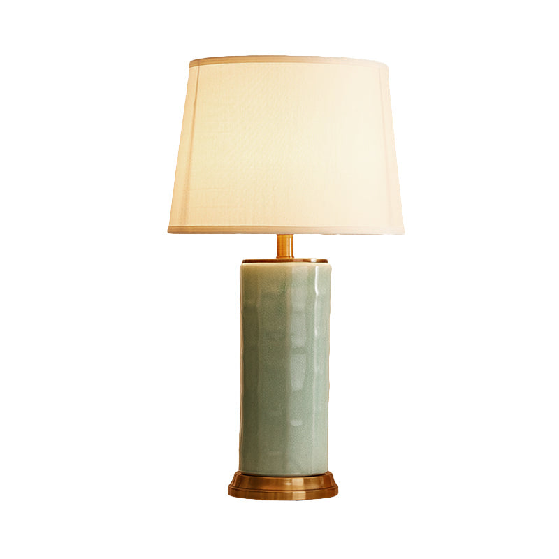 Contemporary Green/Coffee Barrel Reading Book Light Stylish 1-Head Task Lighting With Fabric Shade