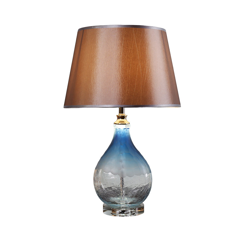 Conical Nightstand Lamp - Modernist Fabric Reading Light In Dark Coffee