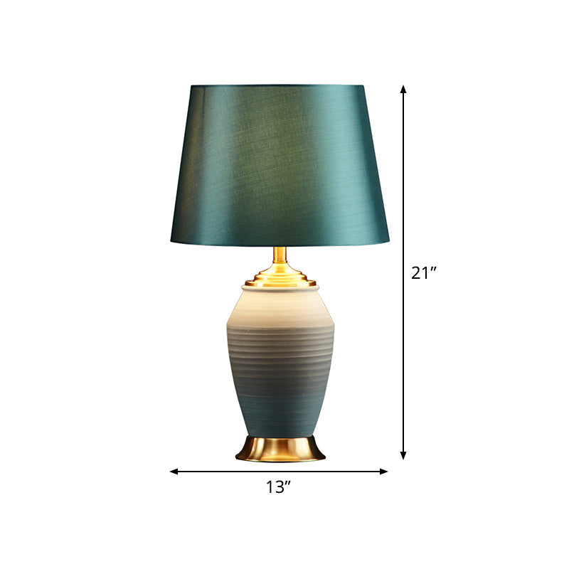 Contemporary Green Tapered Drum Table Lamp 13/14 Wide