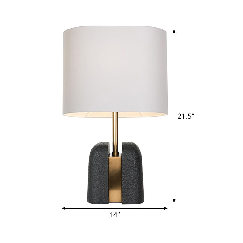 Modernist Black Oblong Bedside Lamp With Fabric Shade - Ideal For Reading And Nightstand