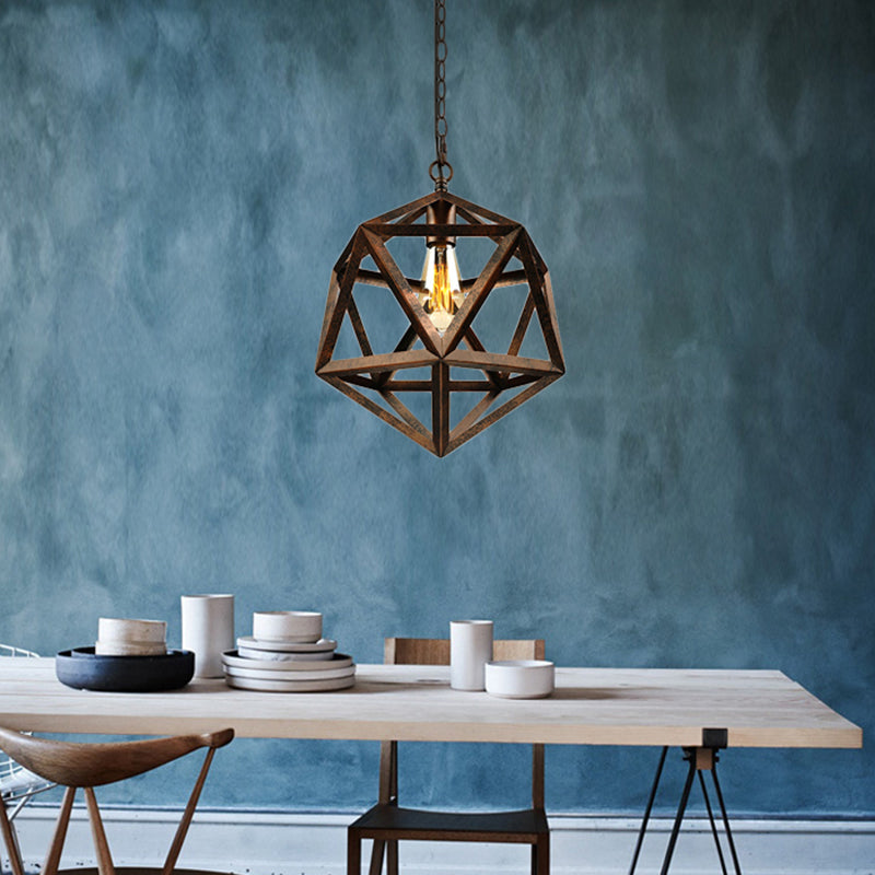 14/18 Geometric Metal Pendant Lighting Fixture - Industrial 1 Bulb Ceiling Light For Dining Room