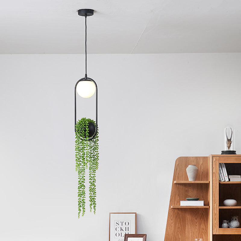 Black Metal LED Hanging Lamp for Industrial & Global Plant Decor