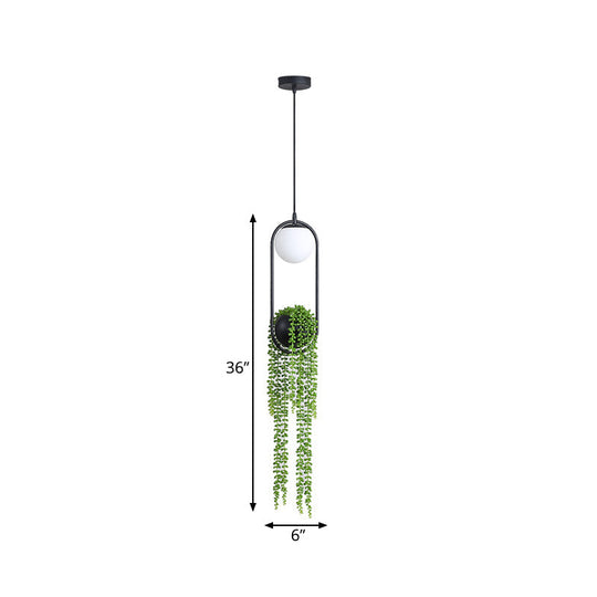 Black Metal LED Hanging Lamp for Industrial & Global Plant Decor