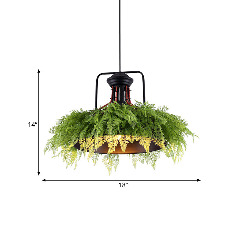 Antique Barn Metal Plant Suspension Pendant - 18/21.5 Black Led Ceiling Light For Restaurants