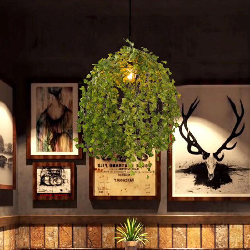 Suspension Lamp: Sphere Restaurant Plant - Industrial Metal Green Led Pendant Light (12/23.5 Dia 1