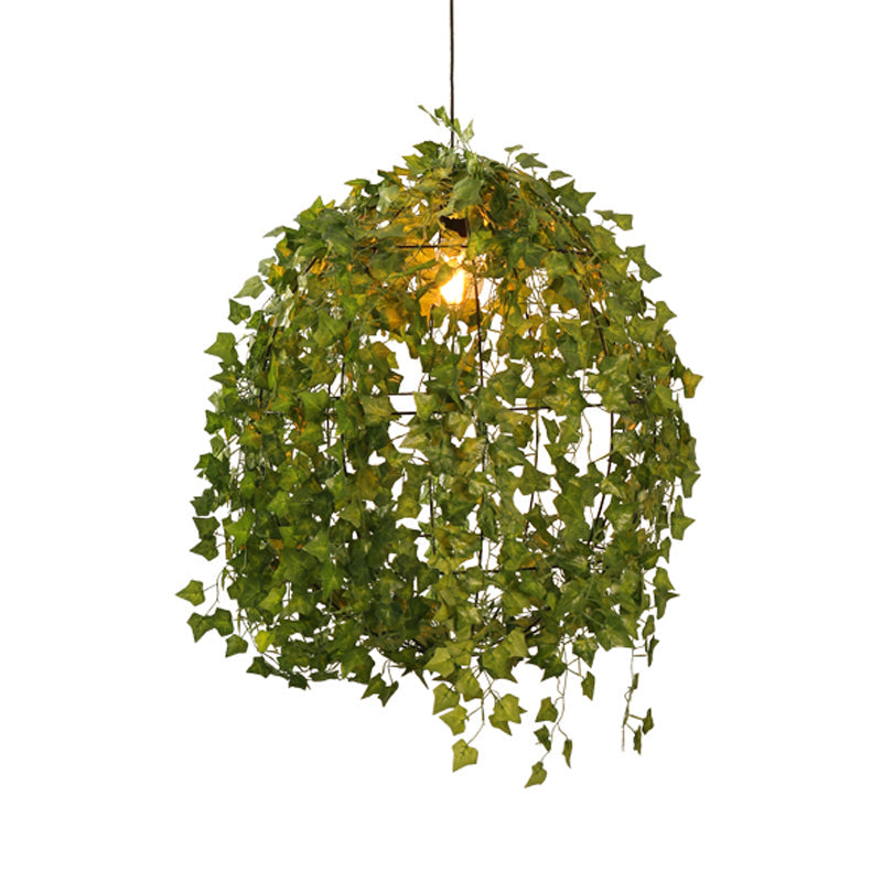 Industrial Metal LED Pendant Light - Sphere Restaurant Plant Suspension Lamp, Green, 12"/23.5" Diameter, 1 Bulb