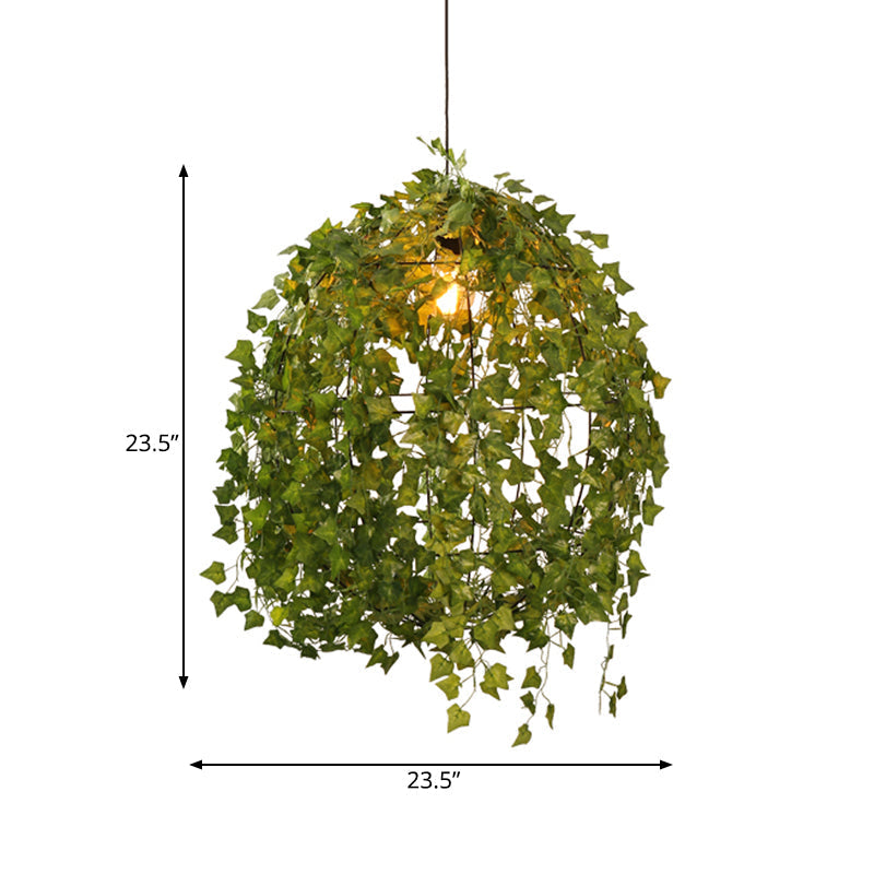 Industrial Metal LED Pendant Light - Sphere Restaurant Plant Suspension Lamp, Green, 12"/23.5" Diameter, 1 Bulb