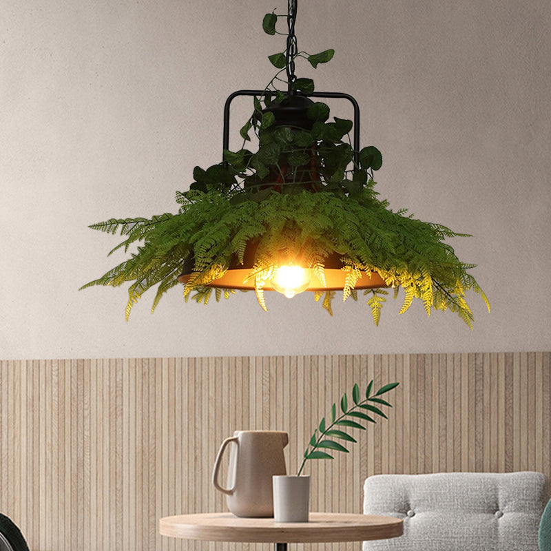 Retro Metal Barn Pendant Light With Led 1 Head For Restaurant Ceiling Black Various Widths / 14