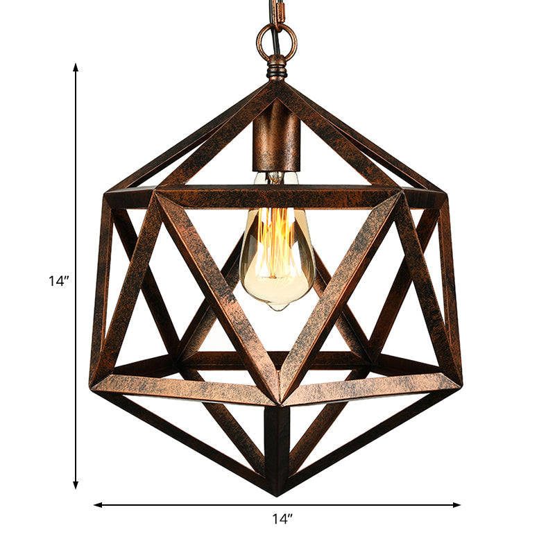 14/18 Geometric Metal Pendant Lighting Fixture - Industrial 1 Bulb Ceiling Light For Dining Room